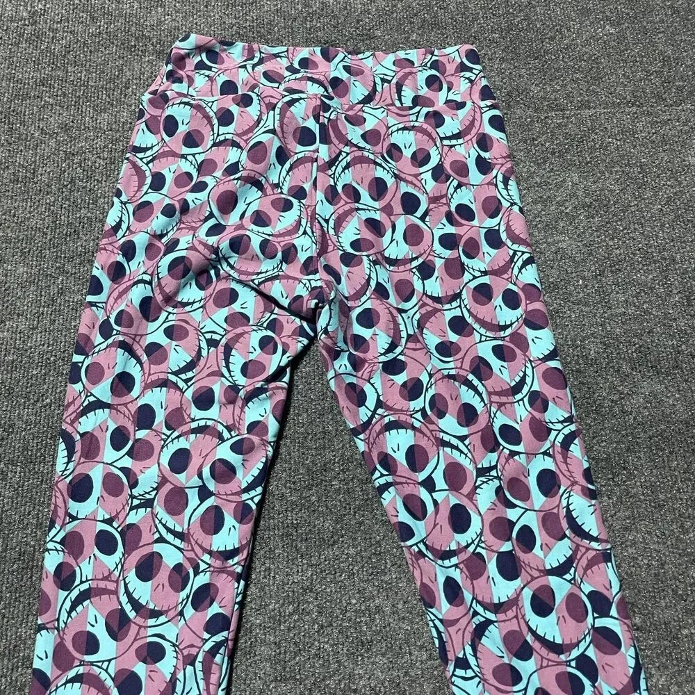LuLaRoe Leggings Girls One Size 15-4 Purple Blue Soft Stretch Jack Skellington